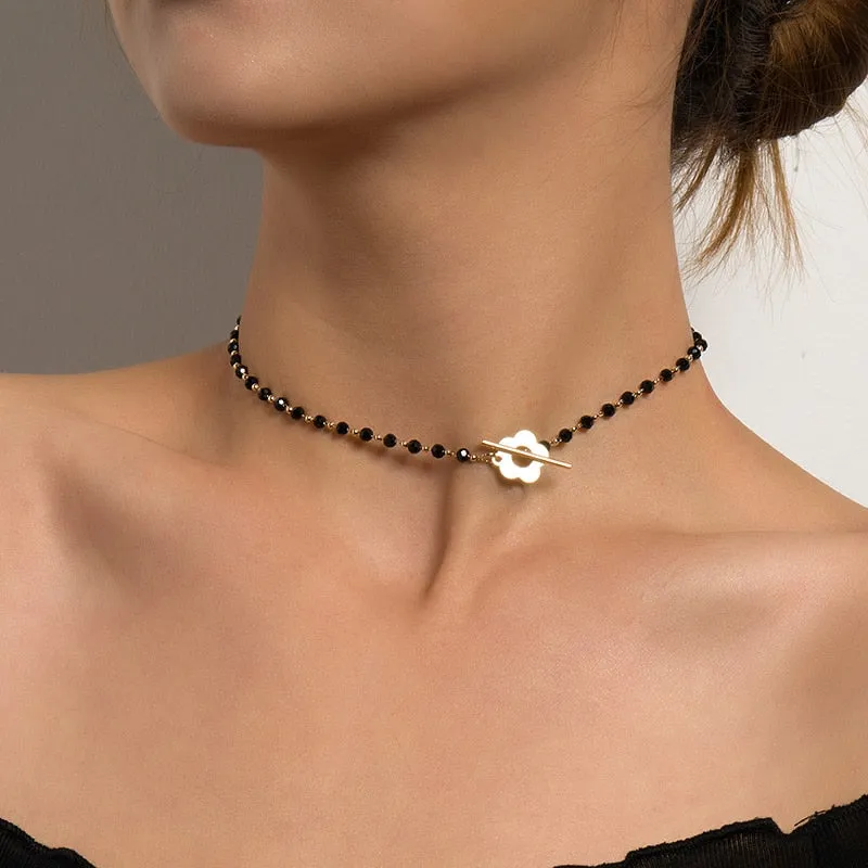 Kaya Bead and Flower Choker Necklace