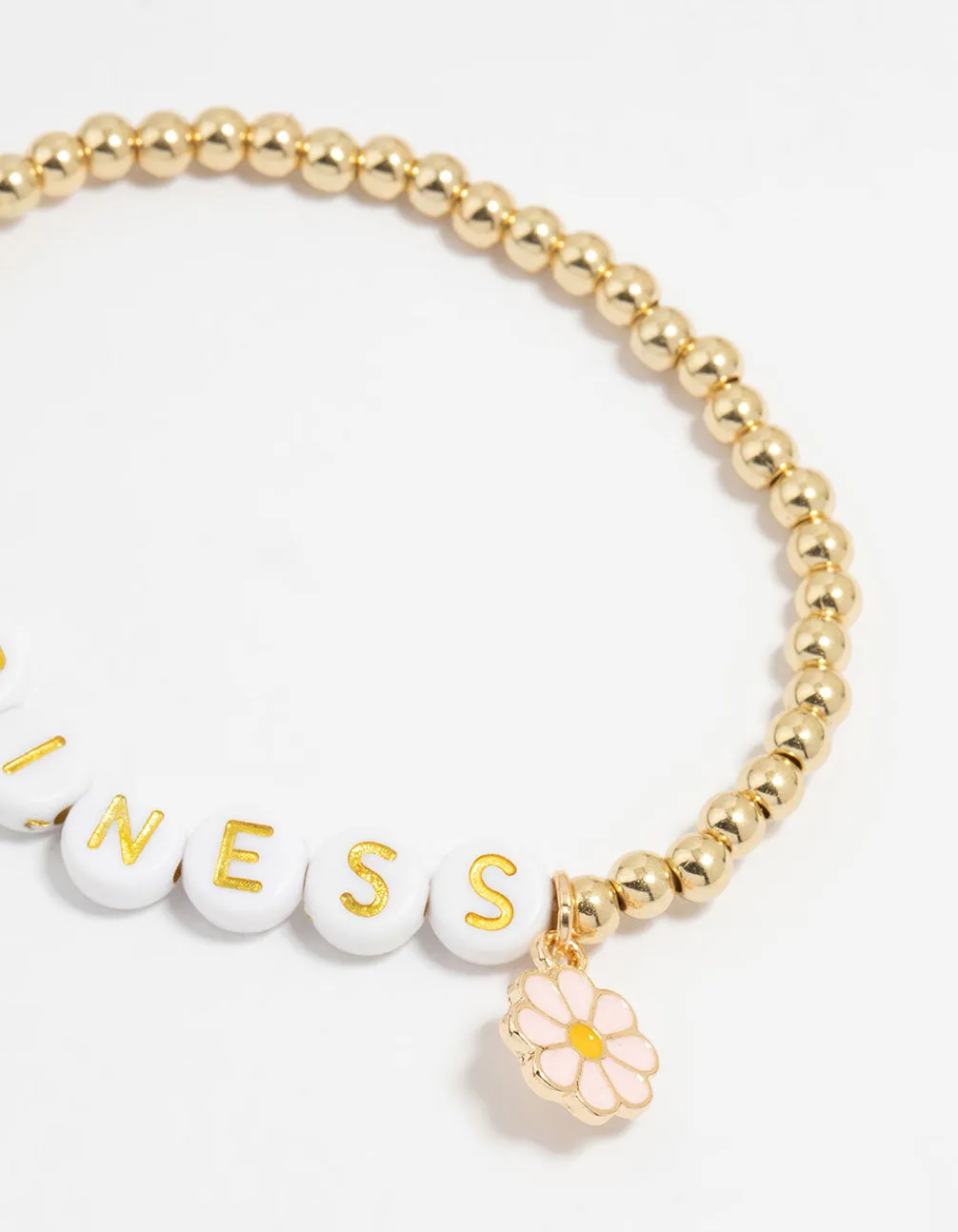 Kids Gold Happy Beaded Dainty Stretch Bracelets 4-Pack