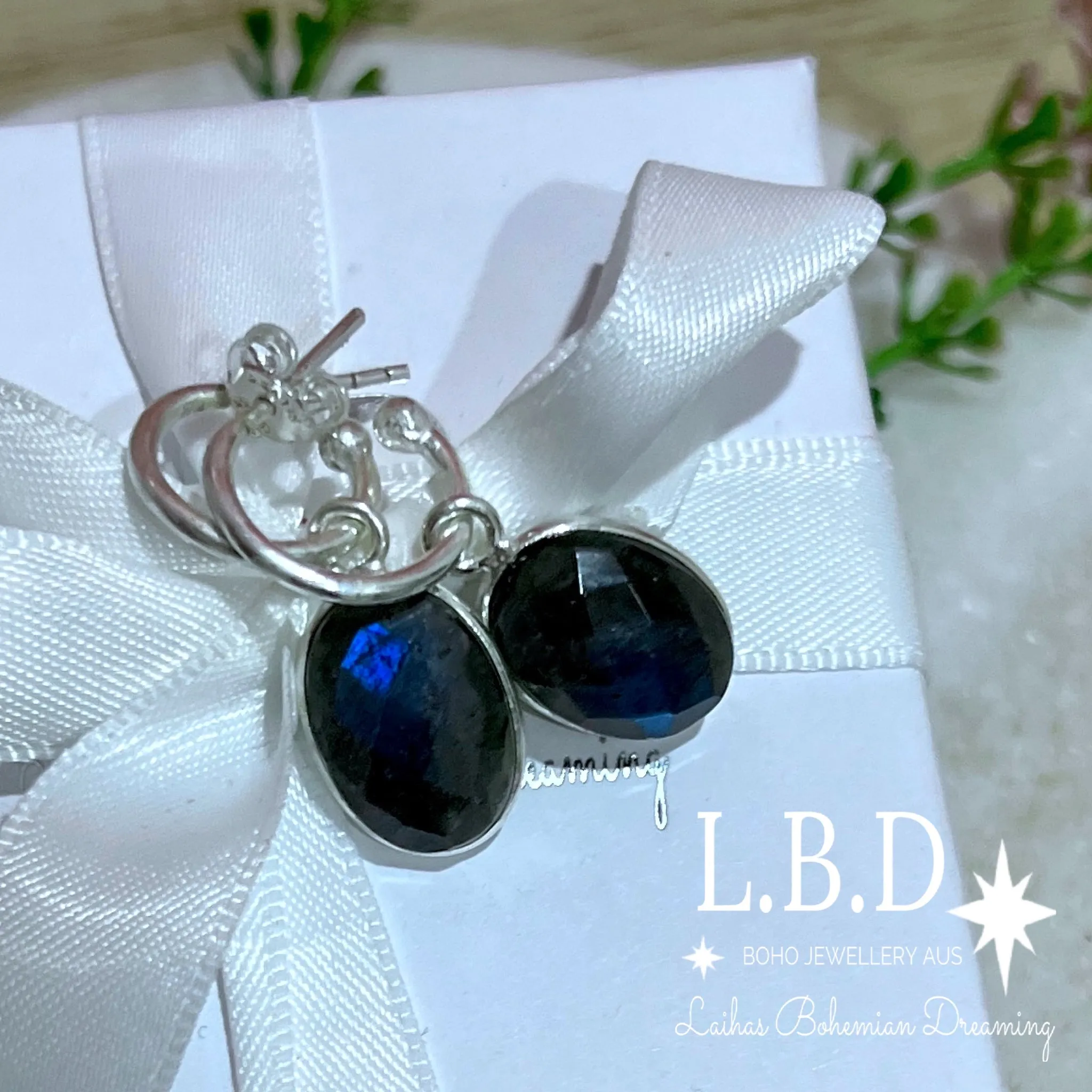 Laihas Iridescent Labradorite Hoop Earrings