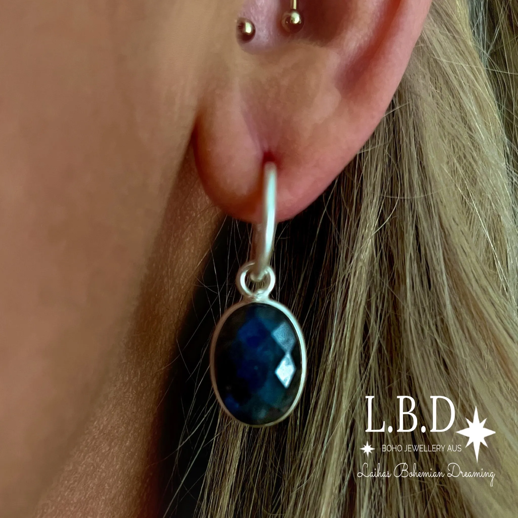Laihas Iridescent Labradorite Hoop Earrings