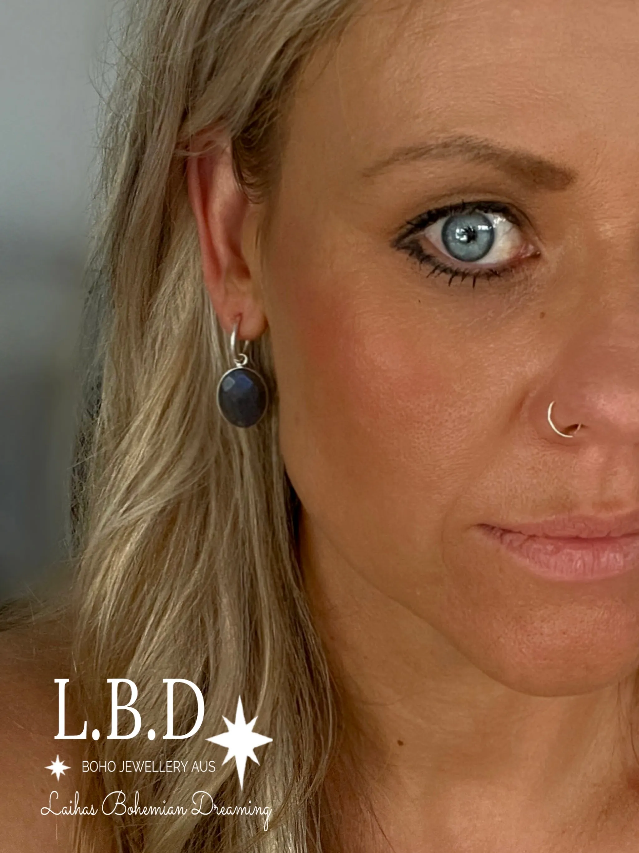 Laihas Iridescent Labradorite Hoop Earrings
