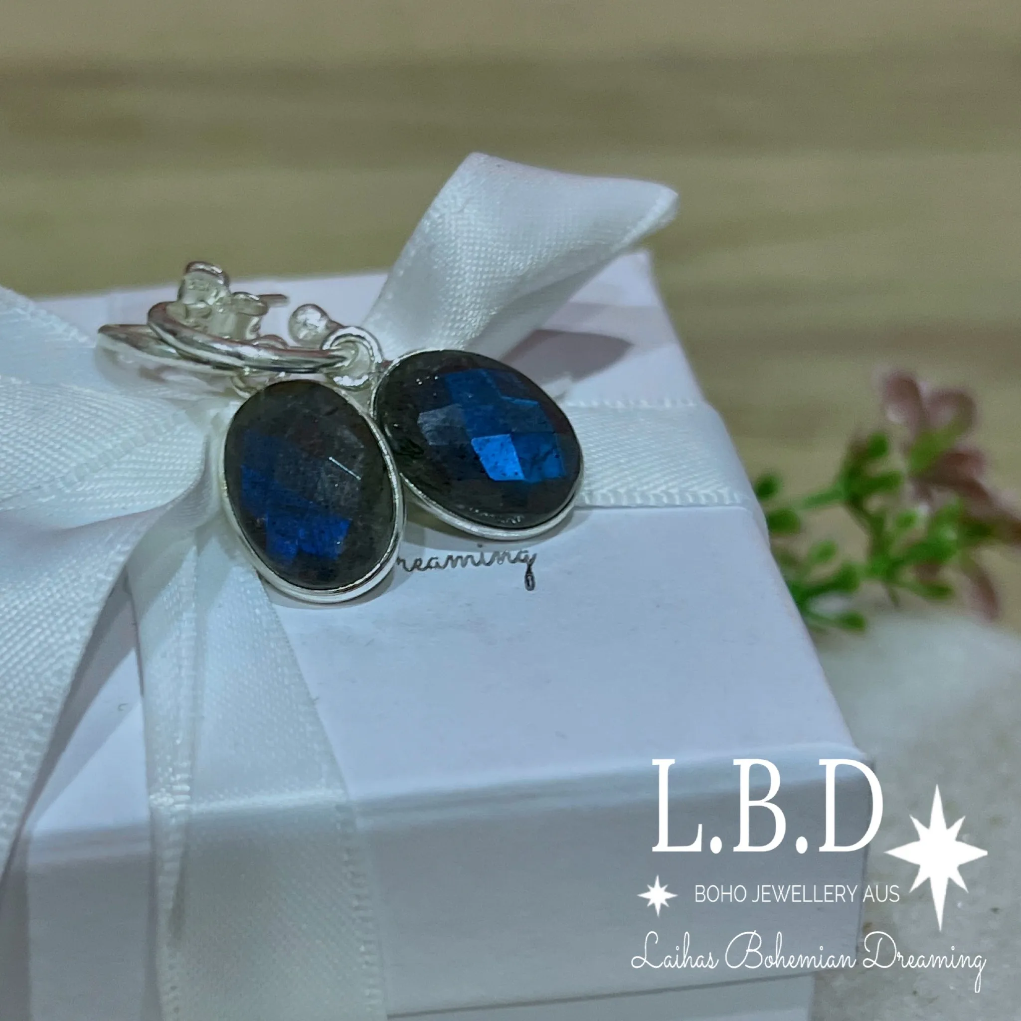Laihas Iridescent Labradorite Hoop Earrings