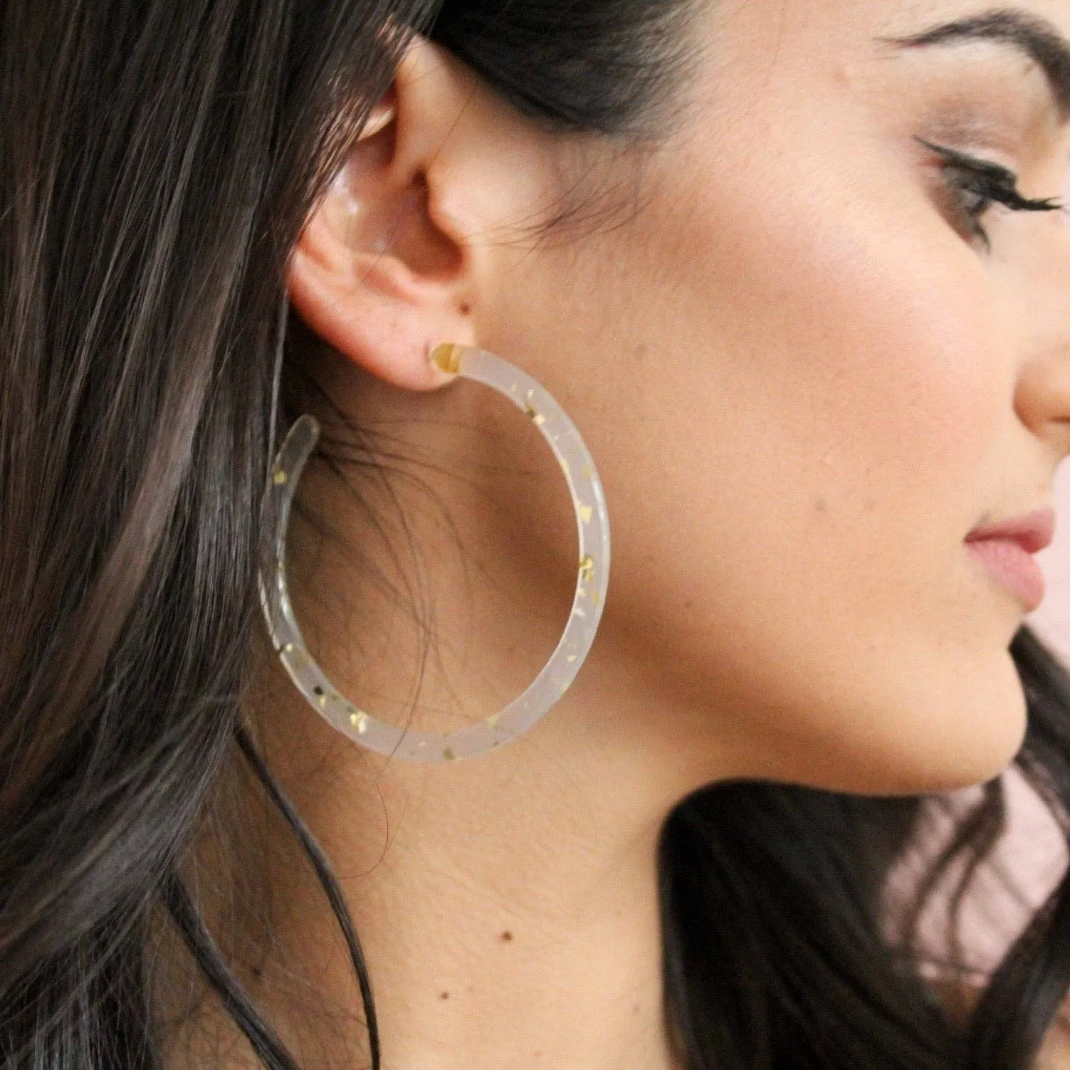 Large Gold Confetti Hoop Earrings