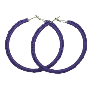 Large Purple Crochet Hoop Pierced Earring - STXE17