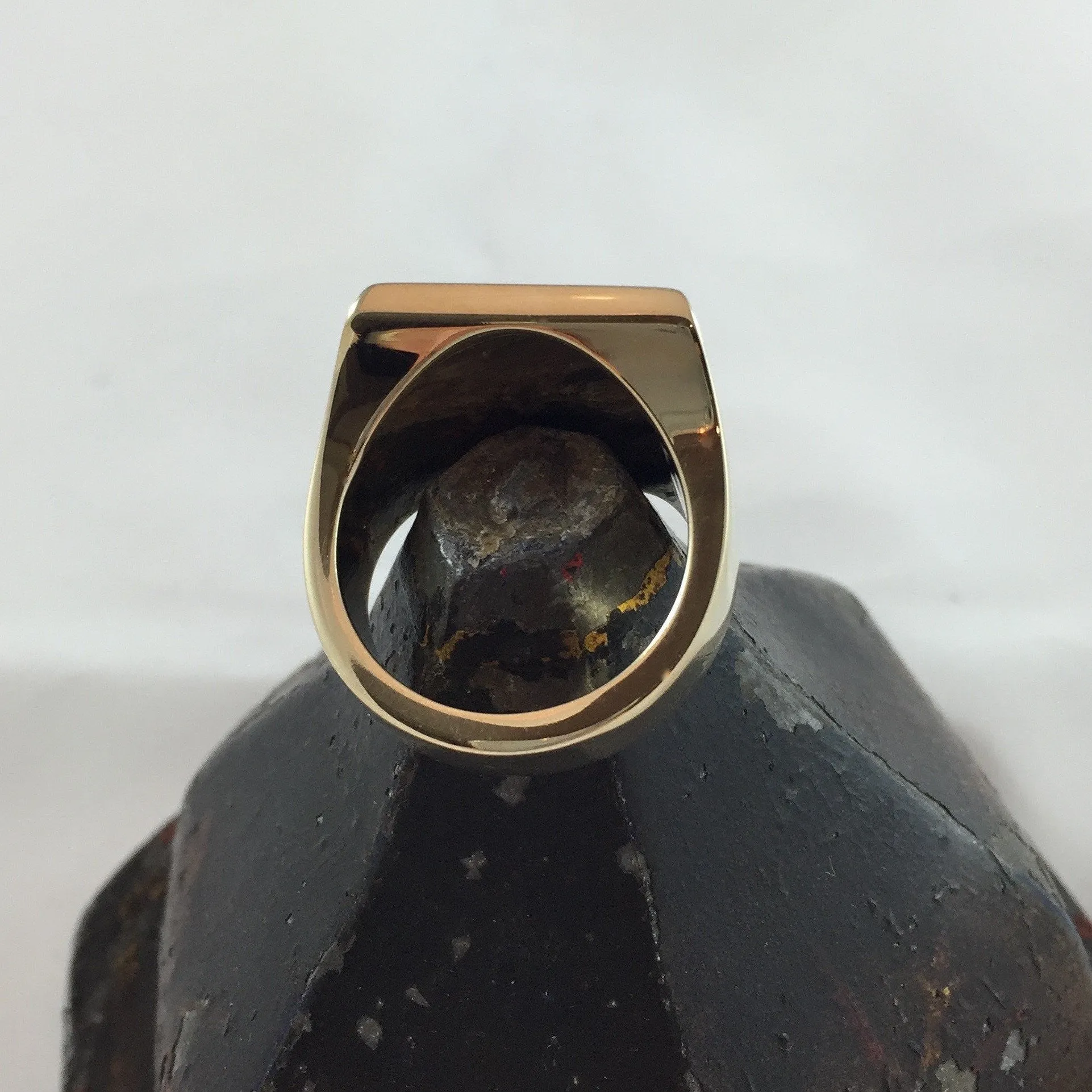 Large Shield Shape Deep Engraved 19mm x 23mm  -  9 Carat Yellow Gold Signet Ring