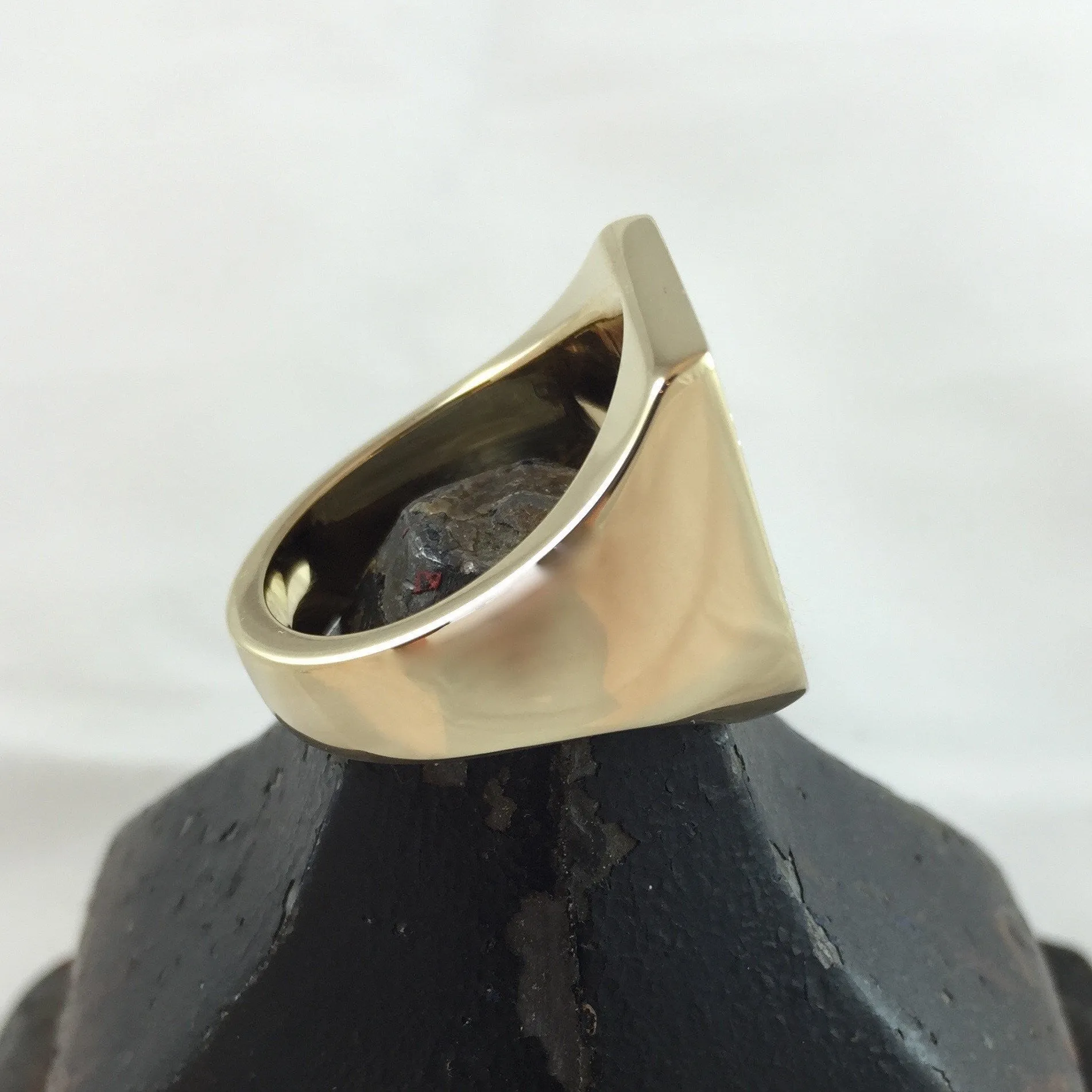 Large Shield Shape Deep Engraved 19mm x 23mm  -  9 Carat Yellow Gold Signet Ring