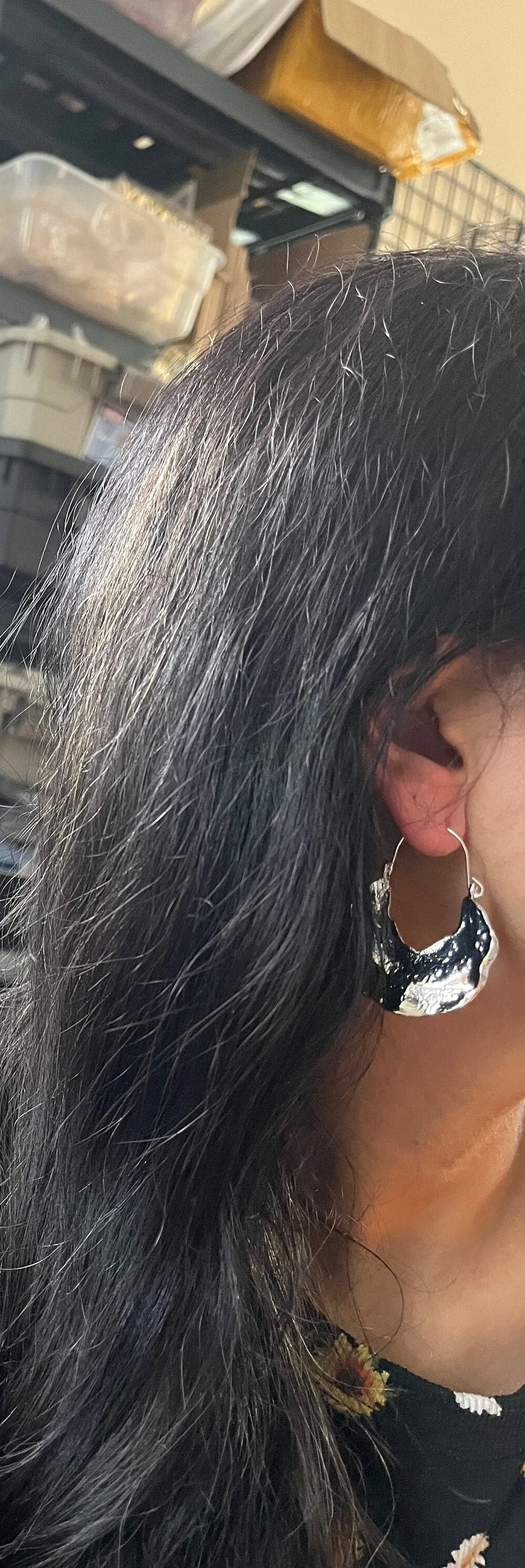 Large Silver Hoop earrings , silver metal hoops , big chunky silver hoop earrings , chunky shiny  silver hoop earrings