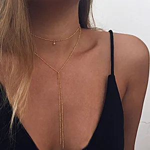 Lariat Choker Necklace - 13"   2.75" Extender - 7" Pendant - Zinc Alloy