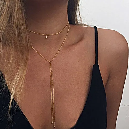Lariat Choker Necklace - 13"   2.75" Extender - 7" Pendant - Zinc Alloy