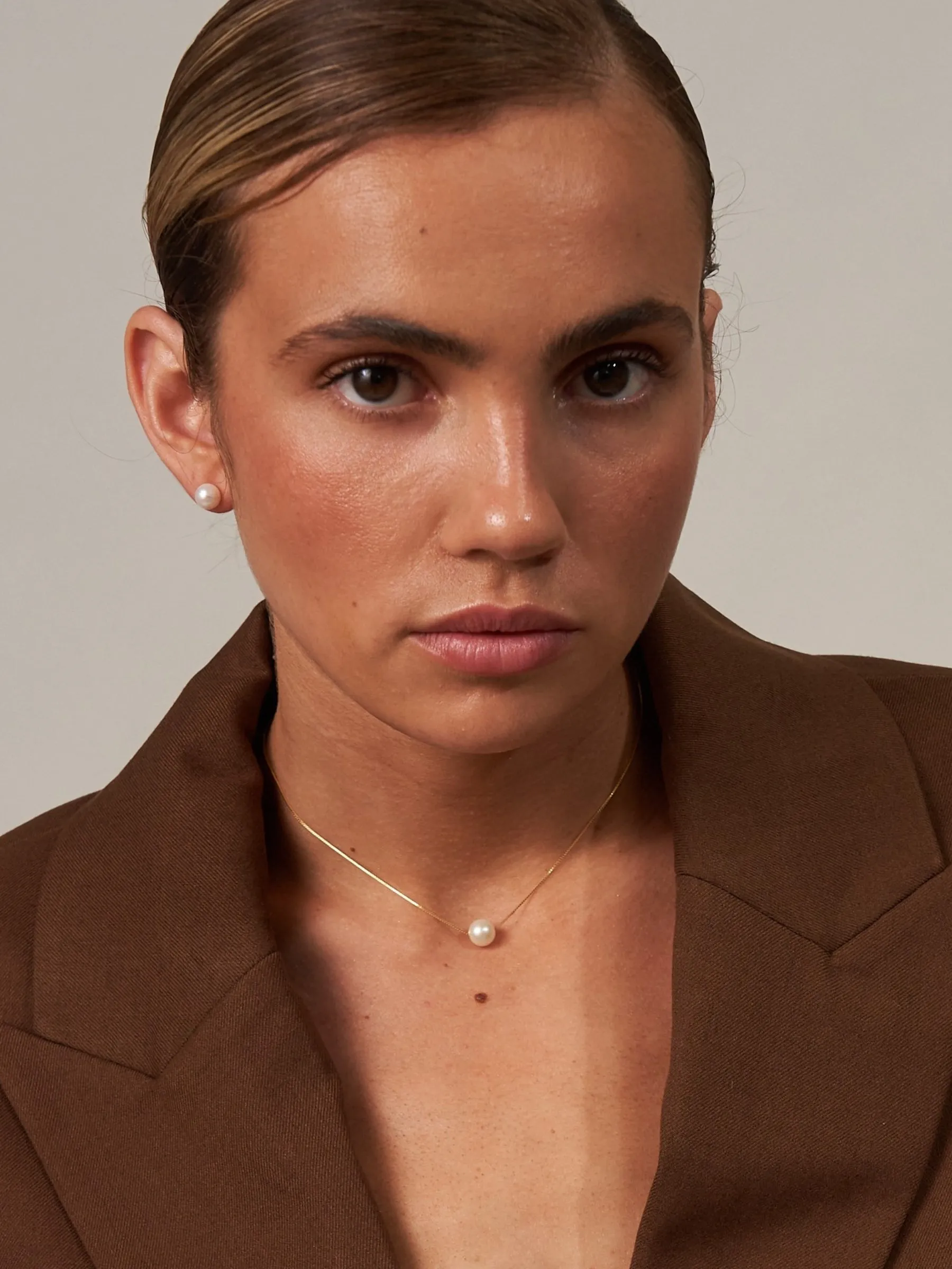 Laura | Adjustable Single Pearl Choker Necklace