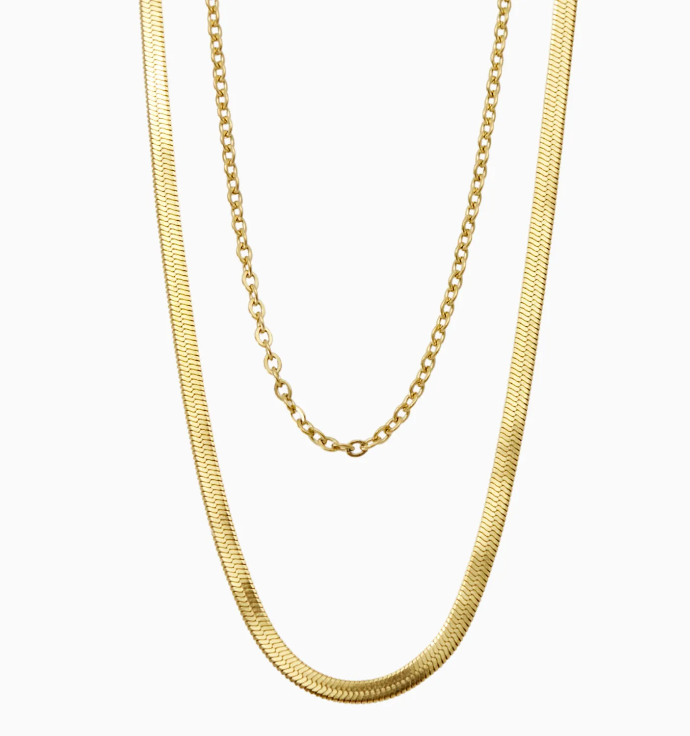 Layered Herringbone & Cable Necklace