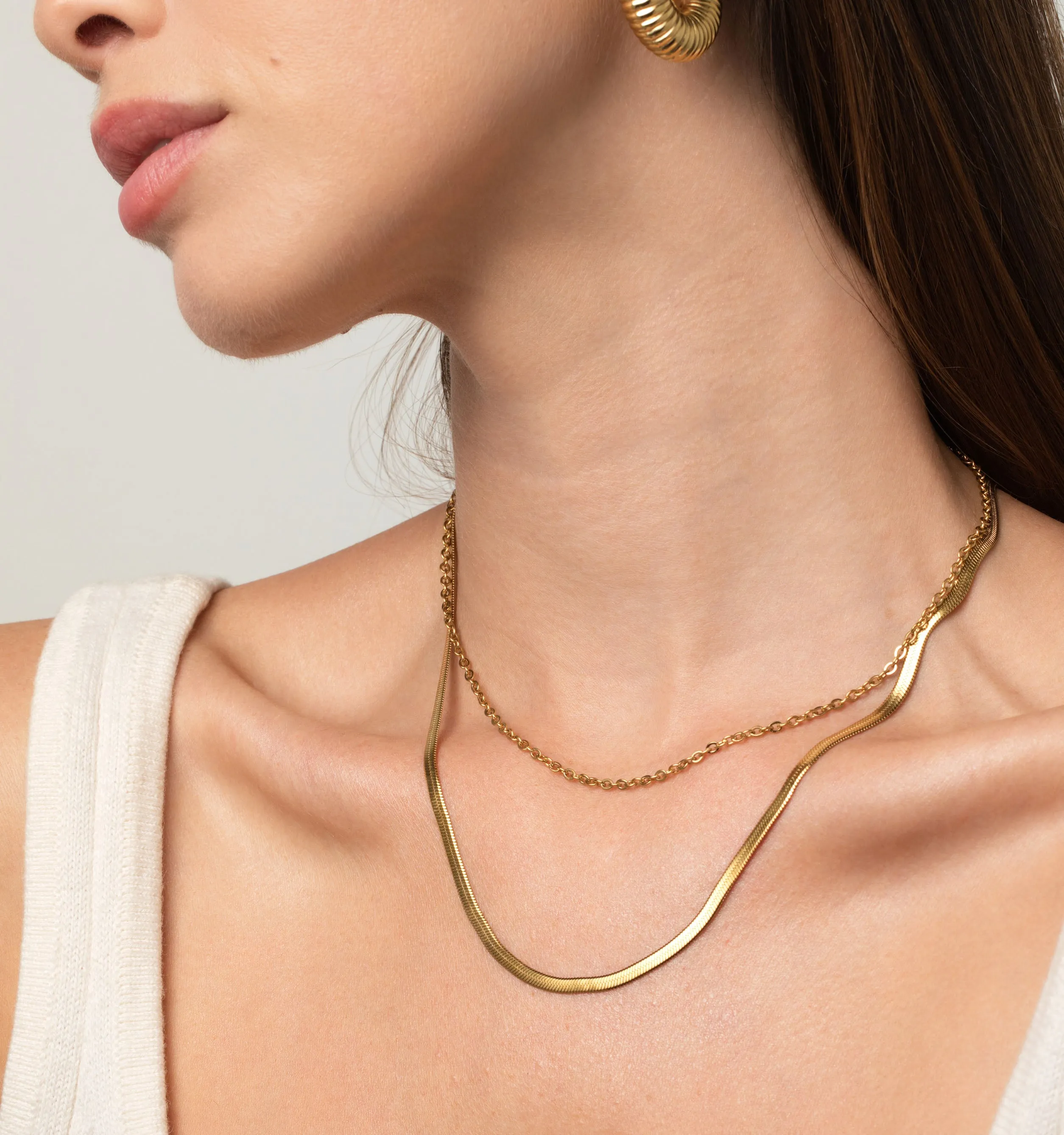 Layered Herringbone & Cable Necklace