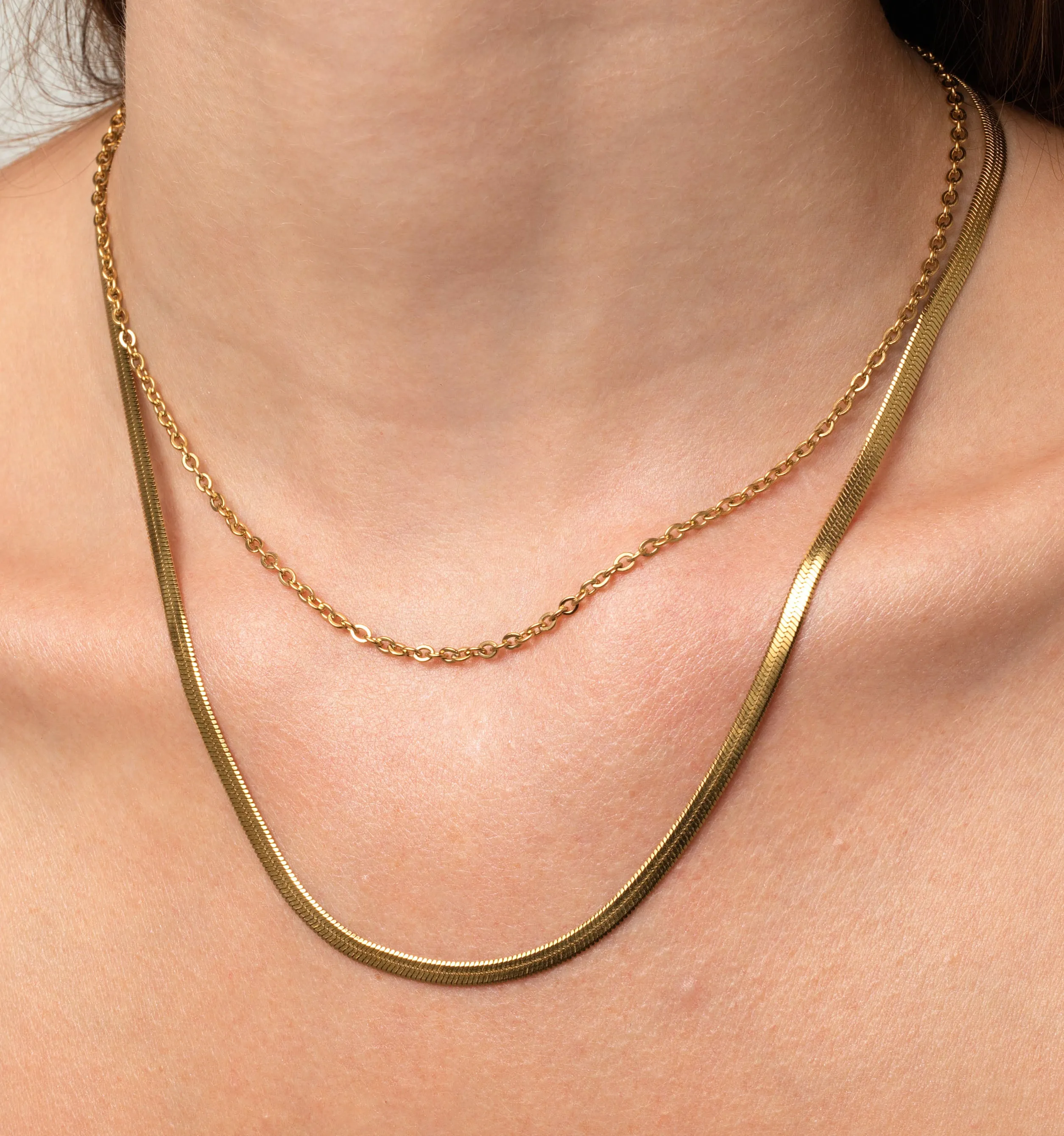 Layered Herringbone & Cable Necklace