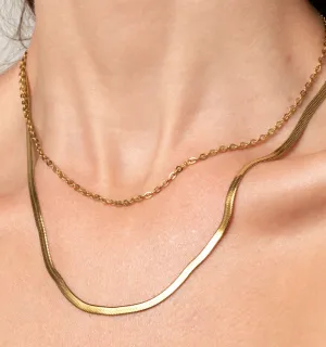 Layered Herringbone & Cable Necklace