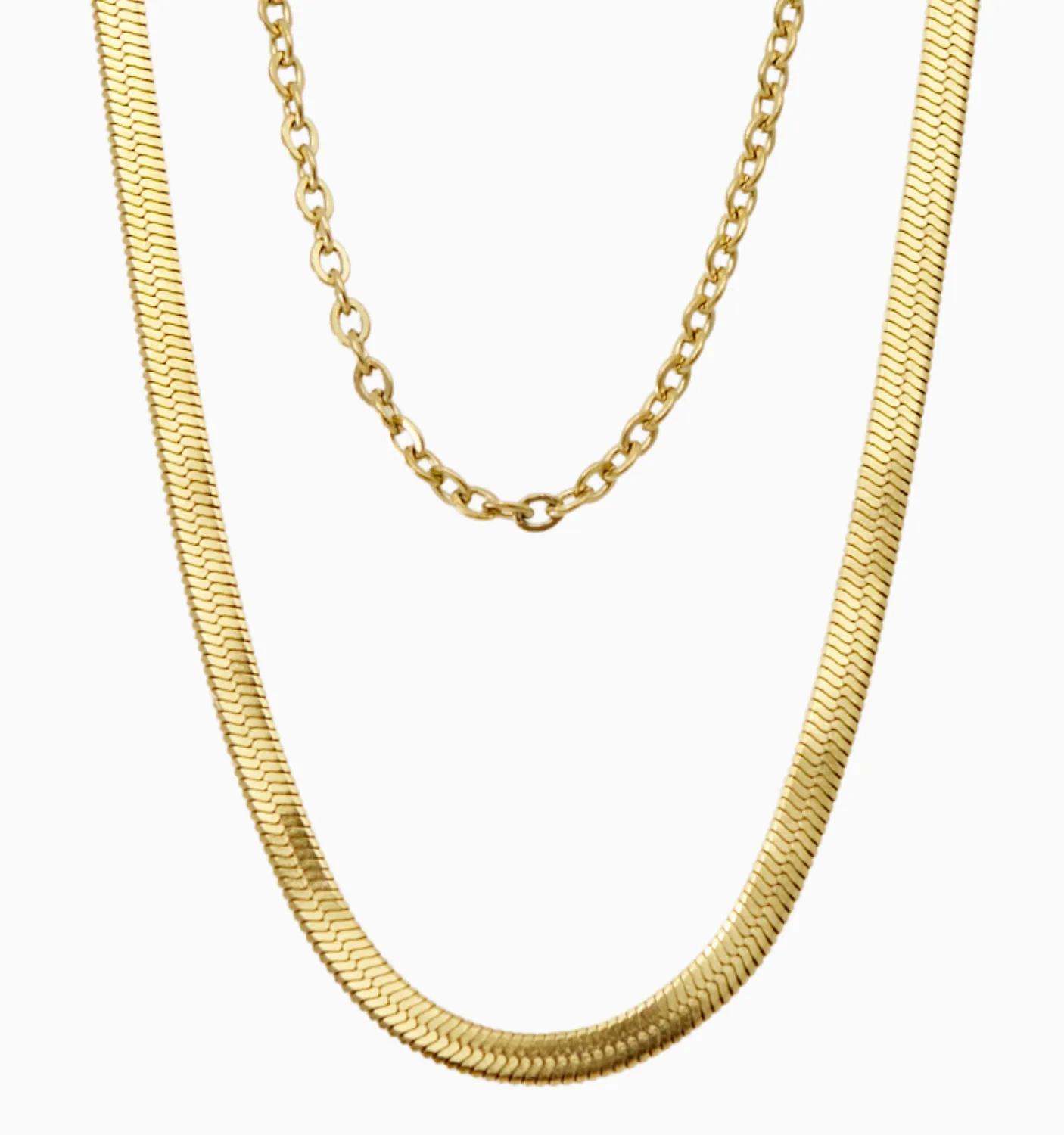 Layered Herringbone & Cable Necklace