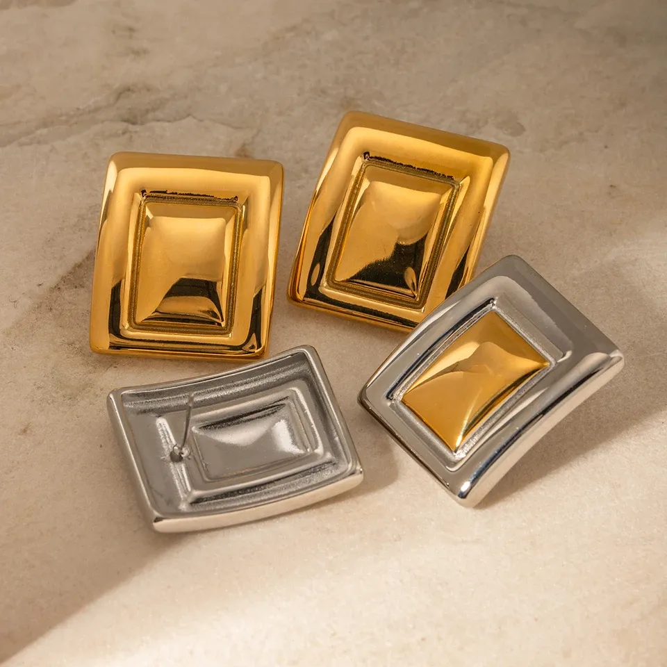 Layla 18K Rectangle Chunky Earrings