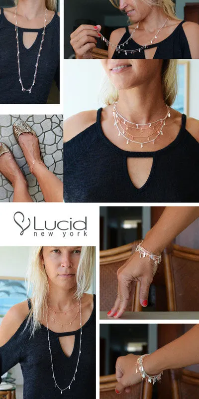 Leaf Necklace Long Rose Gold
