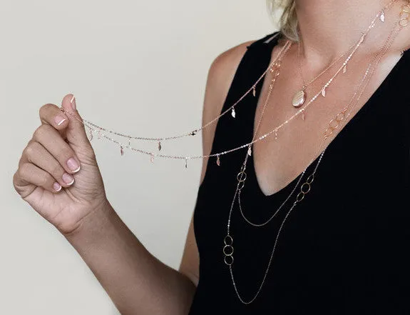 Leaf Necklace Long Rose Gold