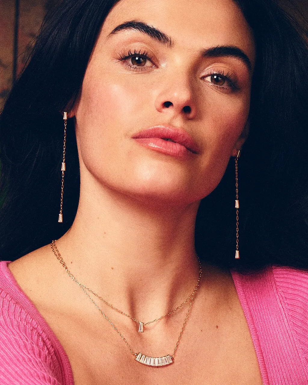Lillian CZ Row & Charm Layered Necklace