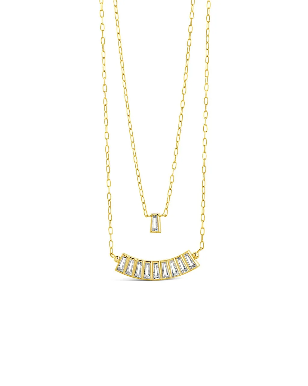 Lillian CZ Row & Charm Layered Necklace