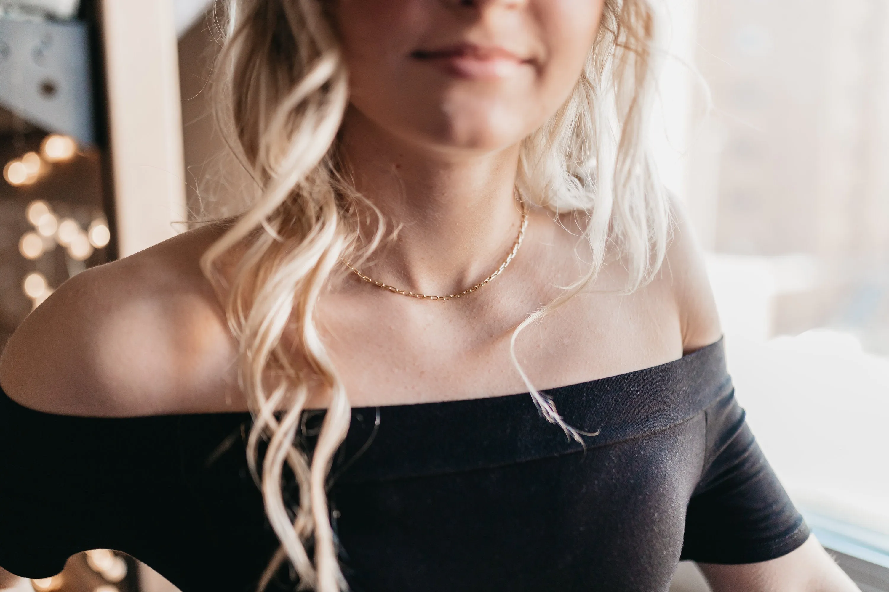 Long Box Chain Necklace