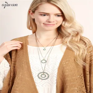 Long Layered Necklace Hippie Collier Ethnique Cowgirl Boho Necklace Set Native American Navajo Jewelry Multi Strand Necklace New