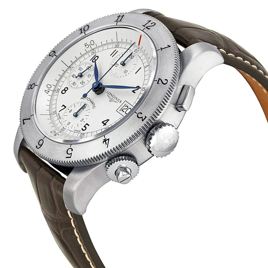 Longines Heritage Collection Chronograph Silver Dial Leather Men Watch L27414732 L2.741.4.73.2