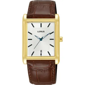 lorus quartz gents gold plated white dial strap watch