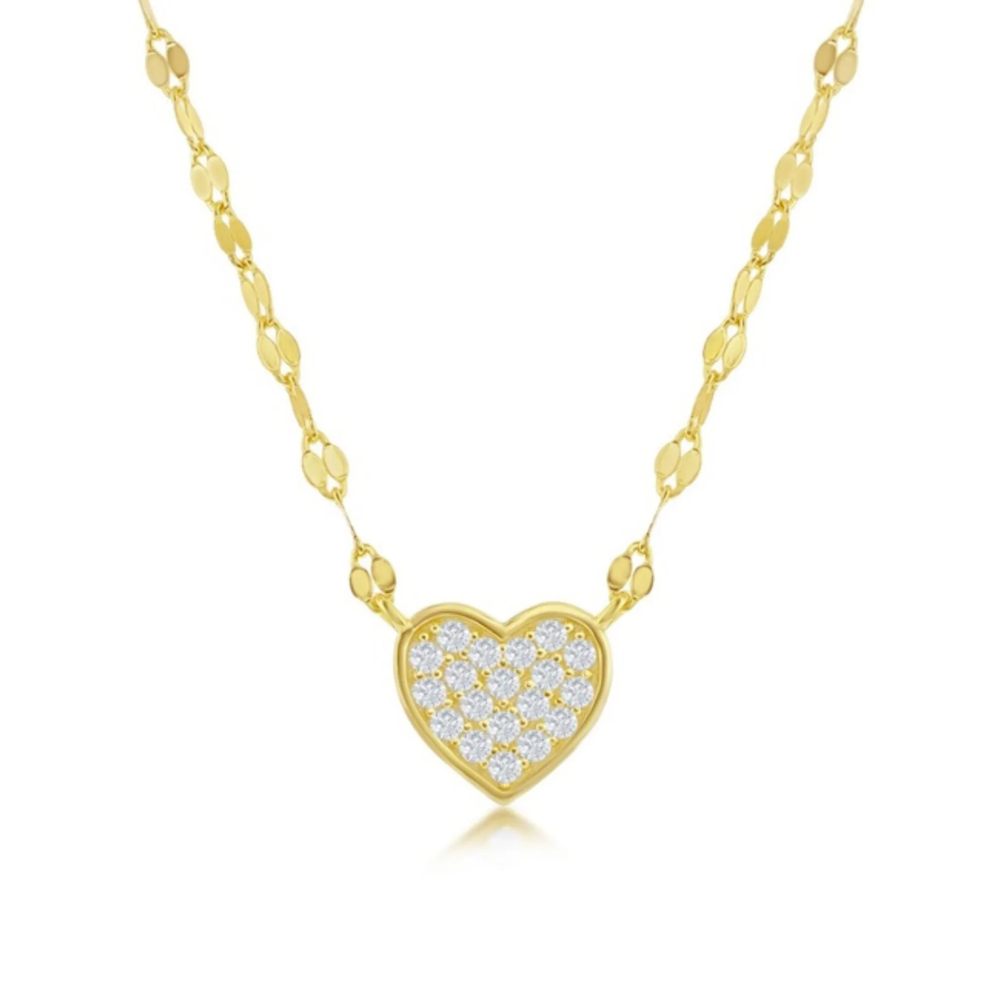Lulu Mirror CZ Pave Heart Choker Necklace