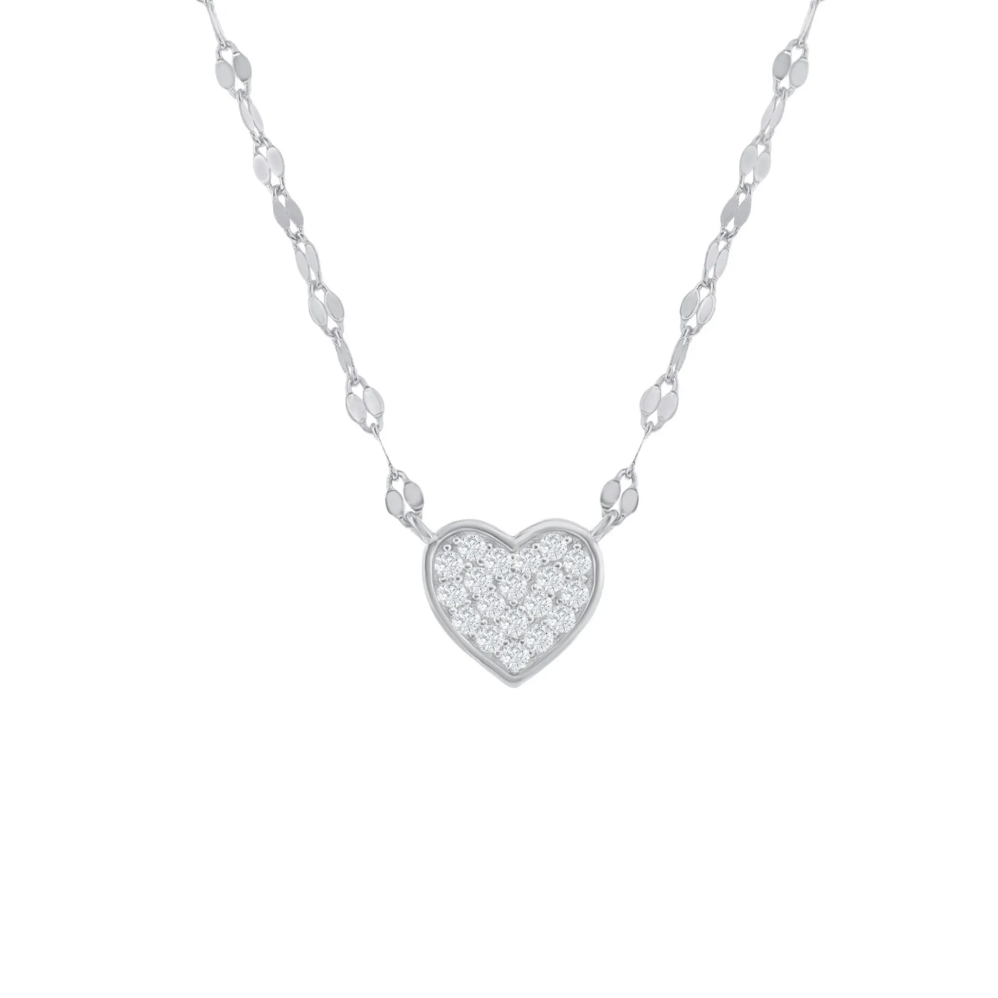 Lulu Mirror CZ Pave Heart Choker Necklace