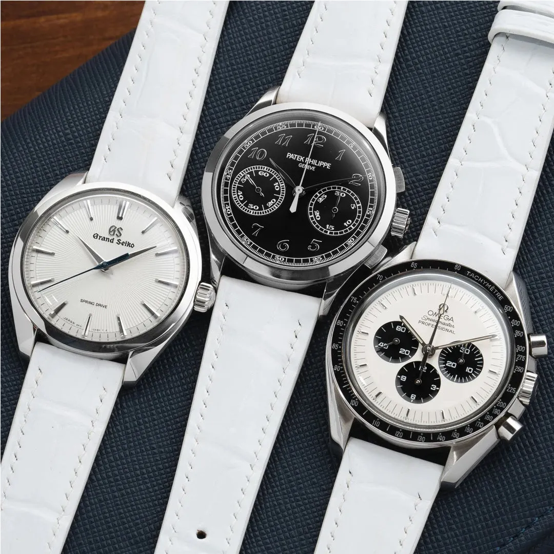Matte White Alligator Signature Strap
