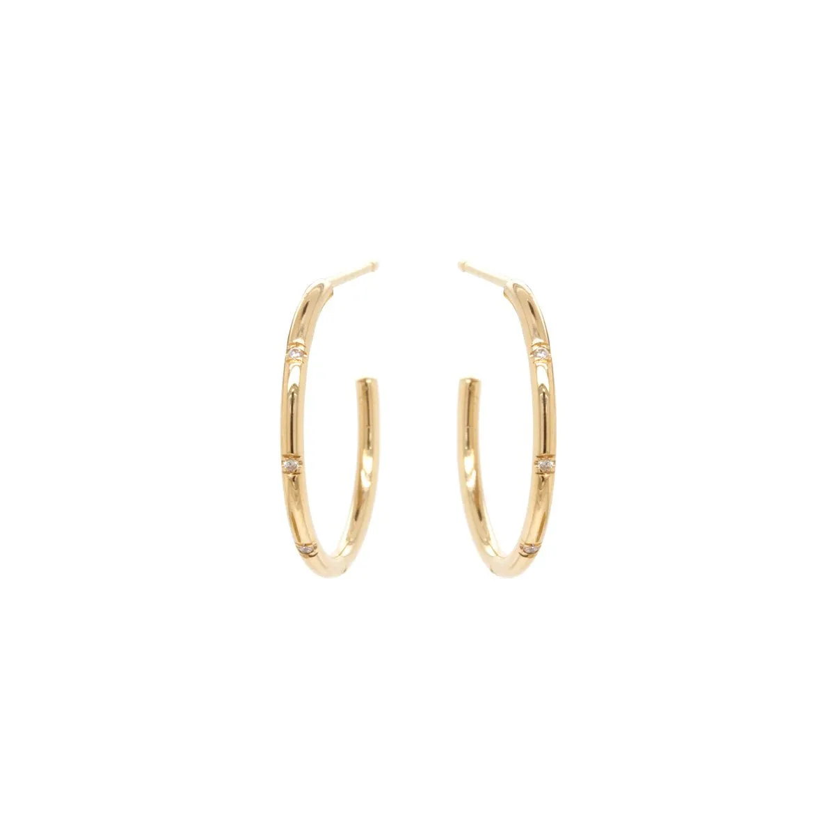 Medium Bead Set Diamond Hoops