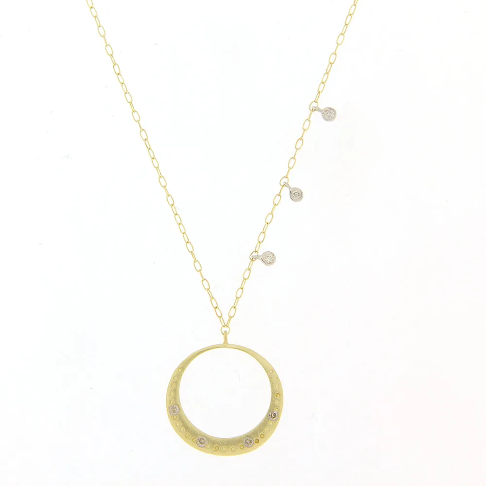 Meira T Dainty Diamond and Yellow Gold Circle Necklace
