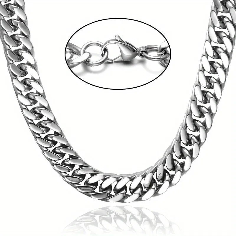 Men's Double Layered Stainless Steel Chain Necklace