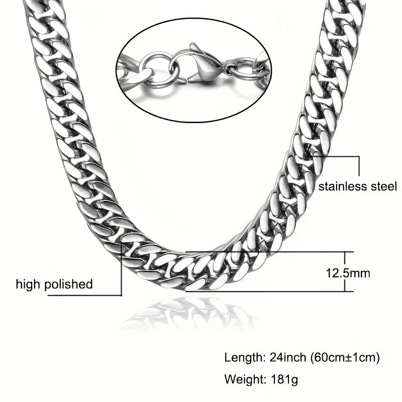 Men's Double Layered Stainless Steel Chain Necklace