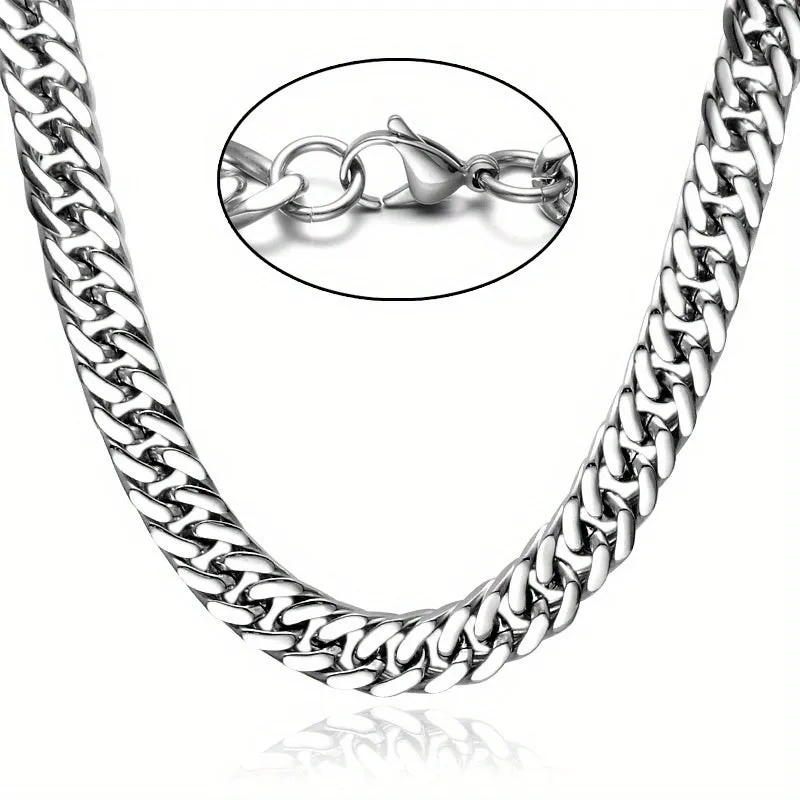 Men's Double Layered Stainless Steel Chain Necklace