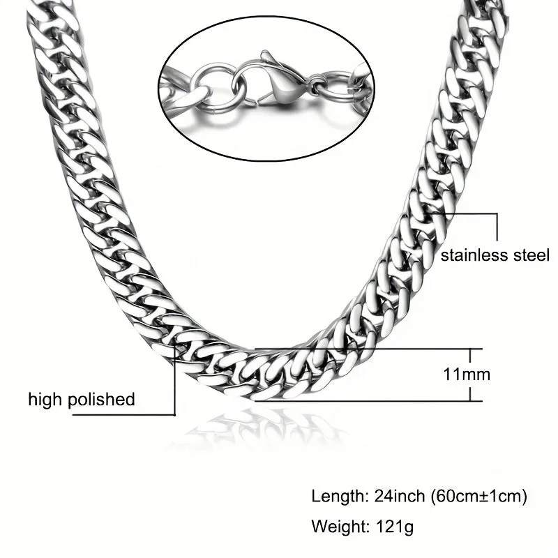 Men's Double Layered Stainless Steel Chain Necklace