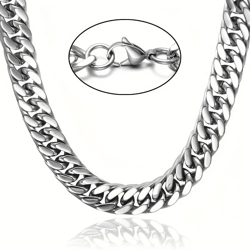 Men's Double Layered Stainless Steel Chain Necklace