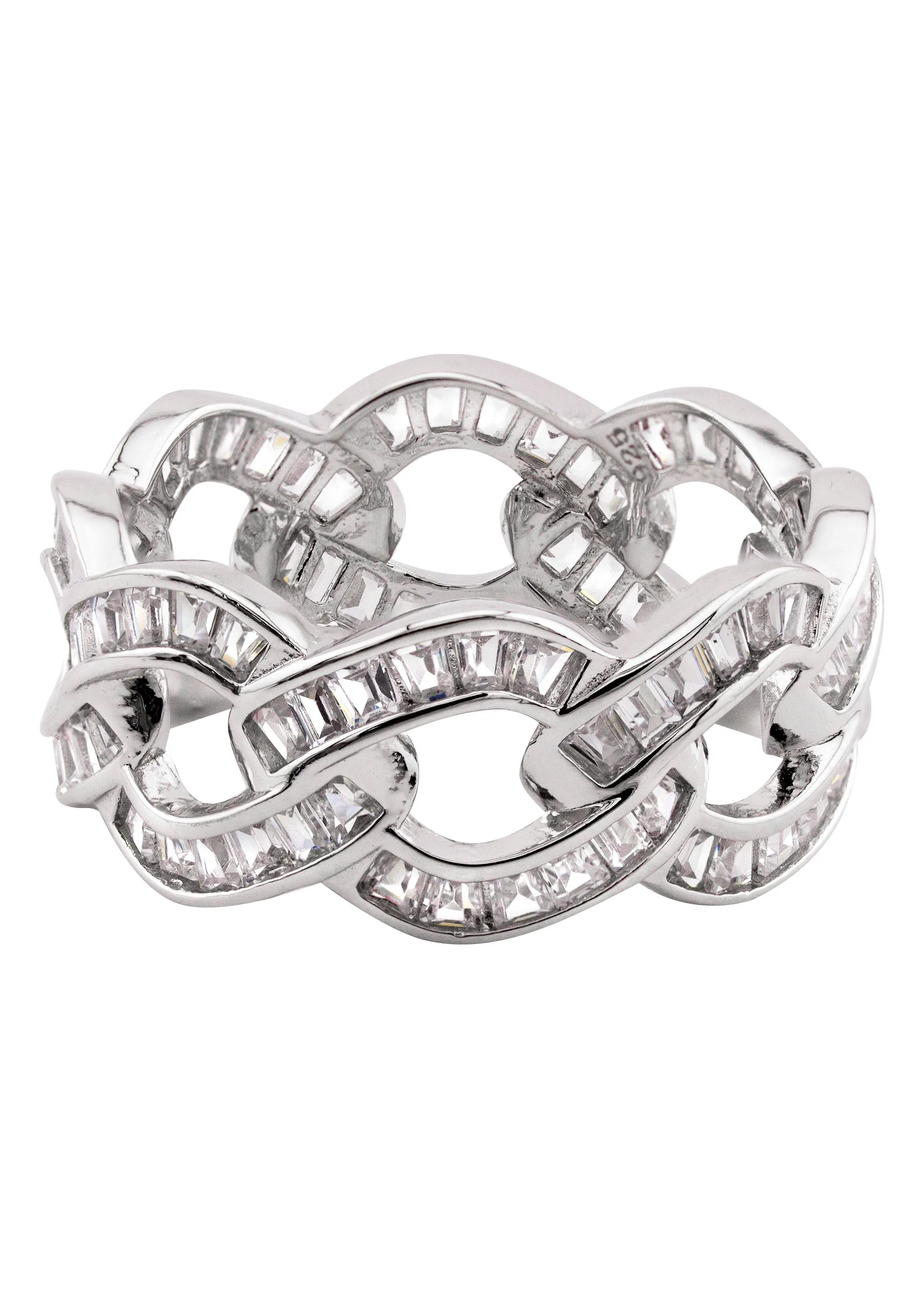 Mens Silver Baguette Cuban Ring | Appx 5.5 Grams