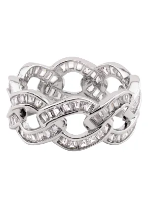 Mens Silver Baguette Cuban Ring | Appx 5.5 Grams