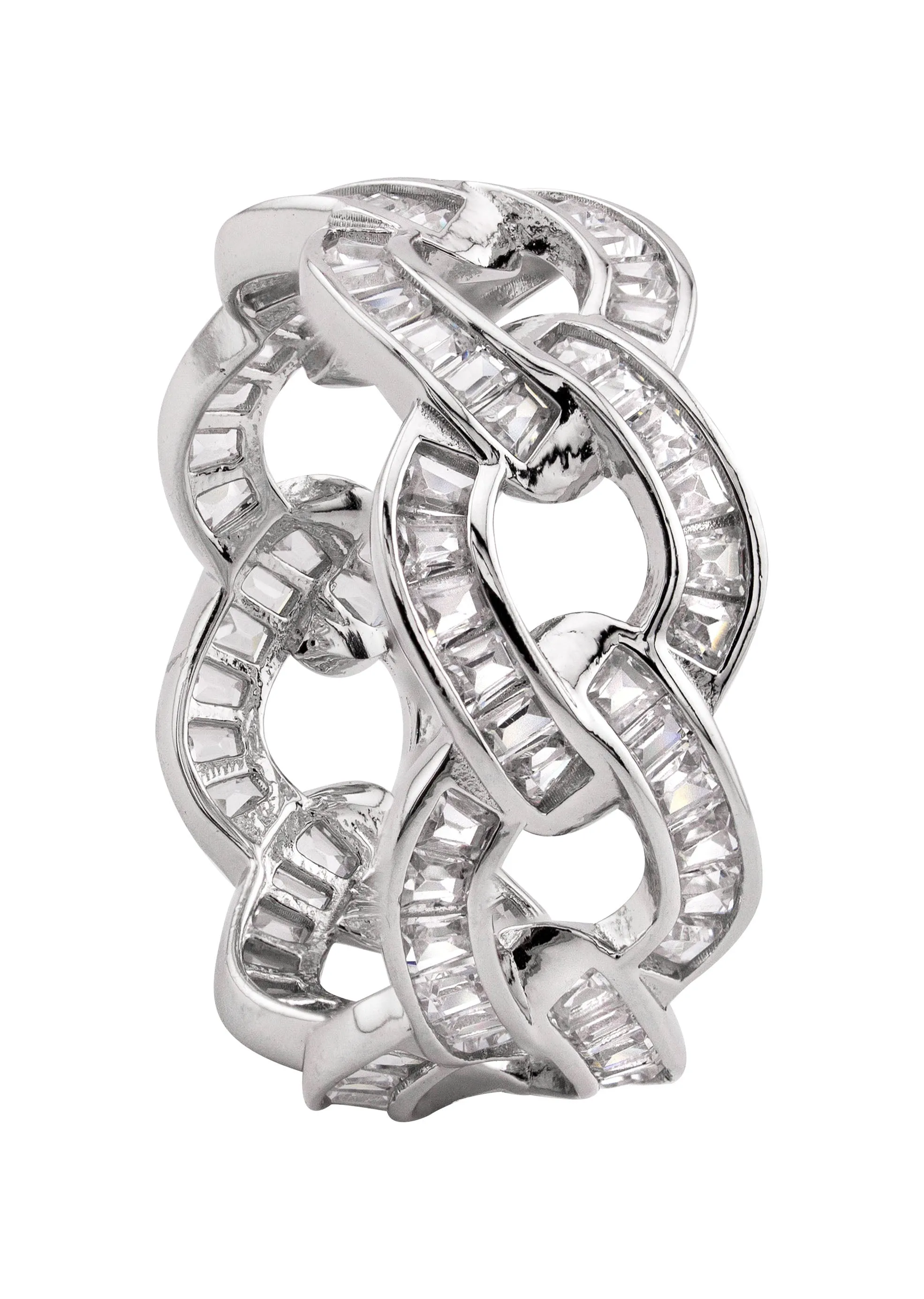 Mens Silver Baguette Cuban Ring | Appx 5.5 Grams
