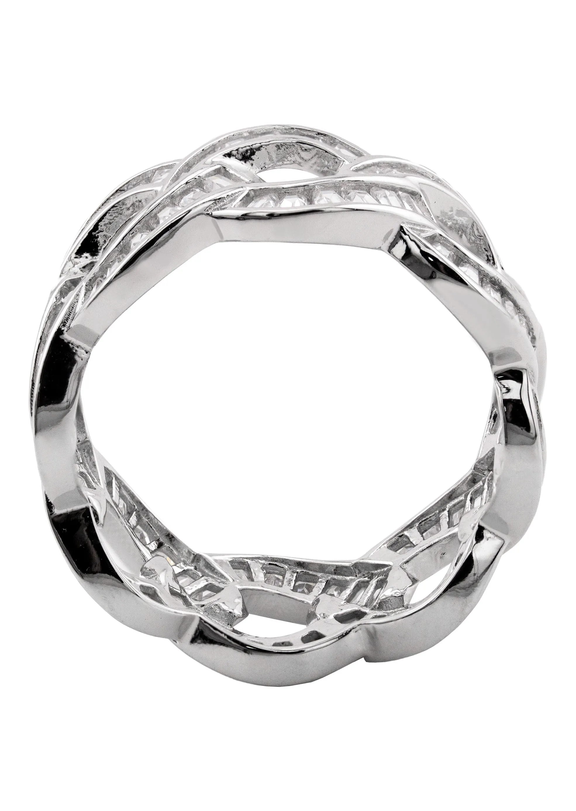 Mens Silver Baguette Cuban Ring | Appx 5.5 Grams