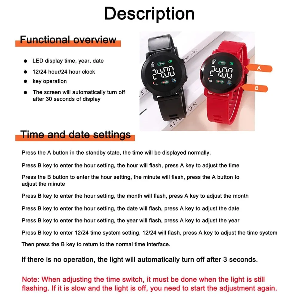 Mens Watches LED Digital Watch for Men and Women Sports