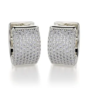 Michael M 18K White Gold Huggie Diamond Hoop Earrings MOB107