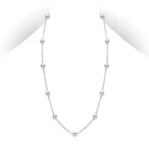 Mikimoto 18K White gold Pearl Station Necklace