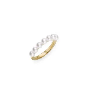 Mikimoto Cluster Yellow Gold Akoya A  Pearl Ring