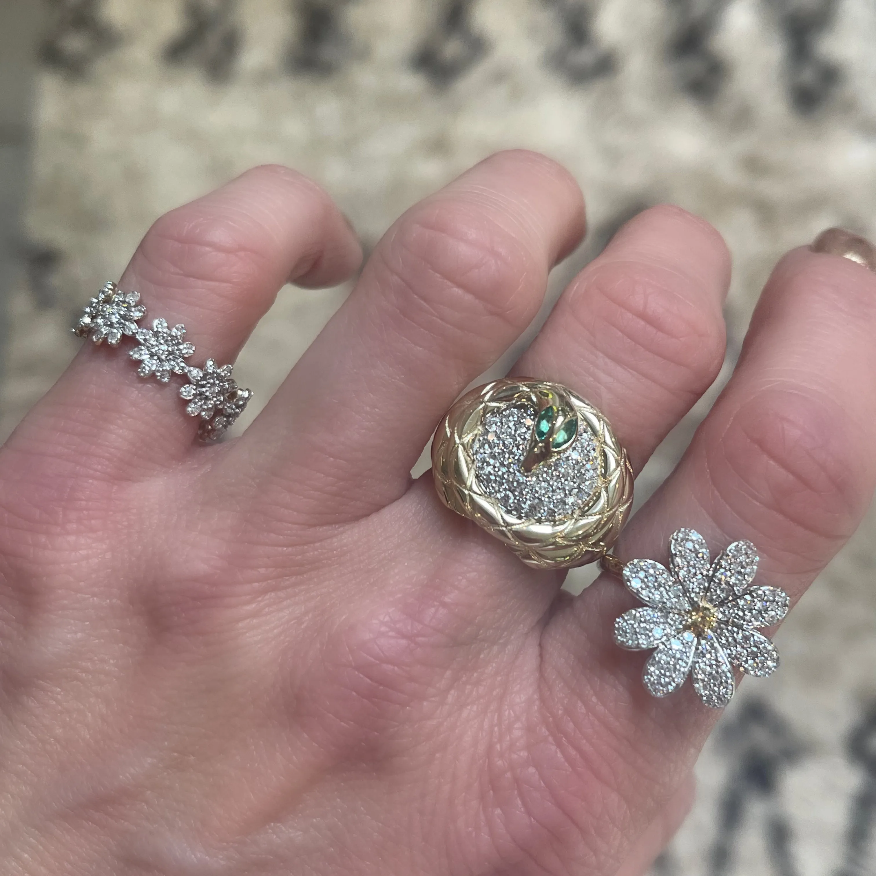 Milestones by AB for Eriness Emerald & Diamond Coiled Snake Ring