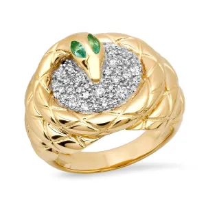 Milestones by AB for Eriness Emerald & Diamond Coiled Snake Ring