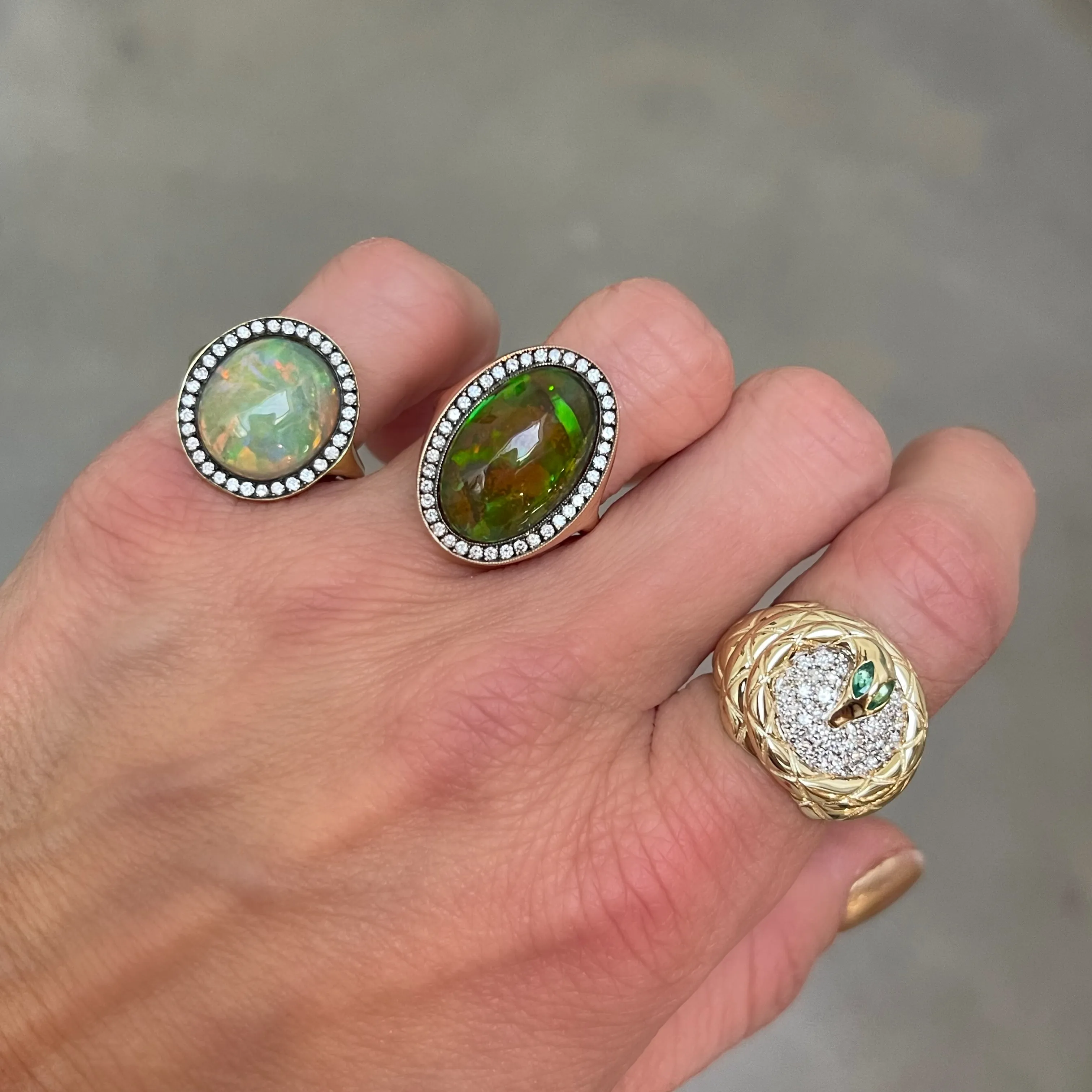 Milestones by AB for Eriness Emerald & Diamond Coiled Snake Ring