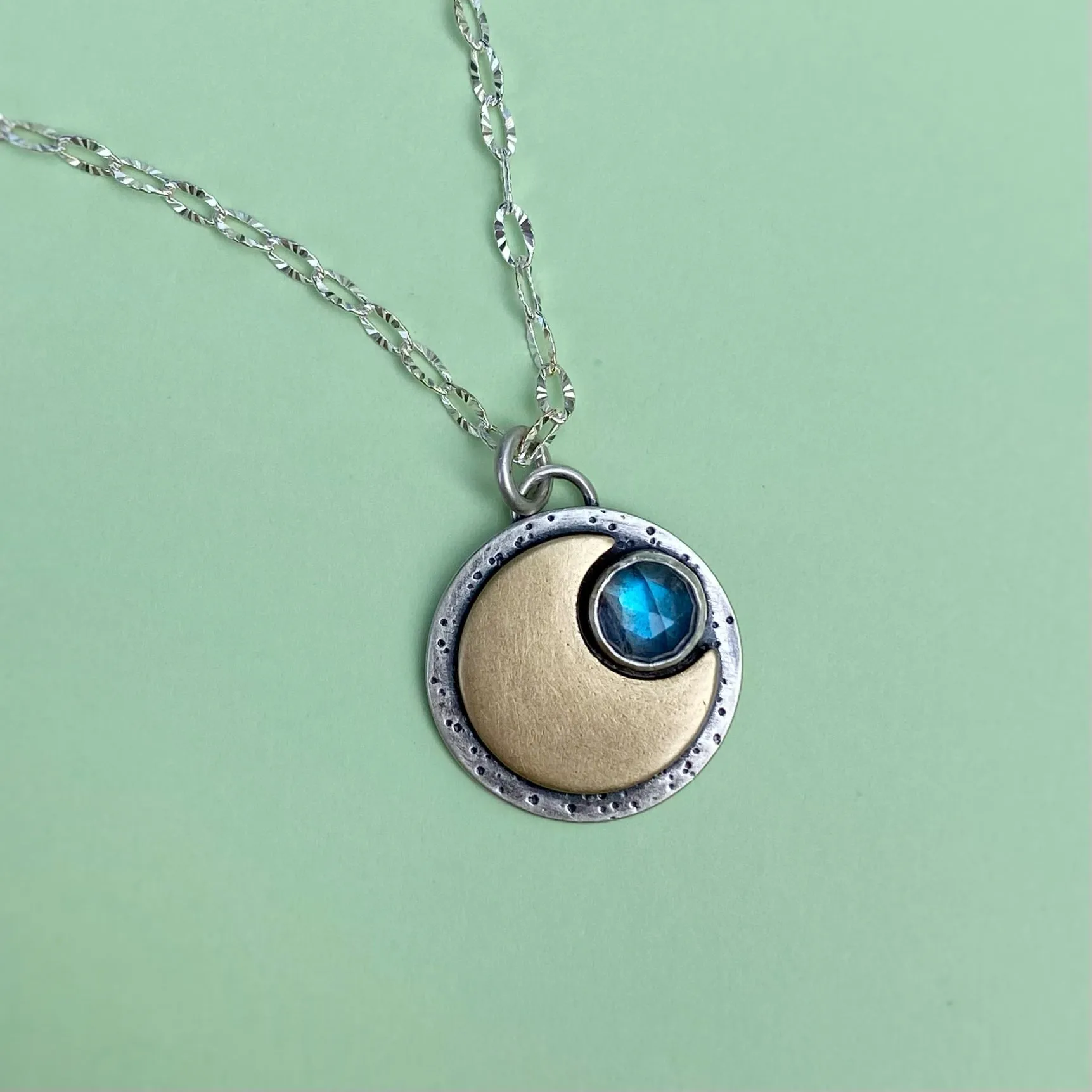 Mini Moon Necklace - Labradorite / 18” / Made to Order